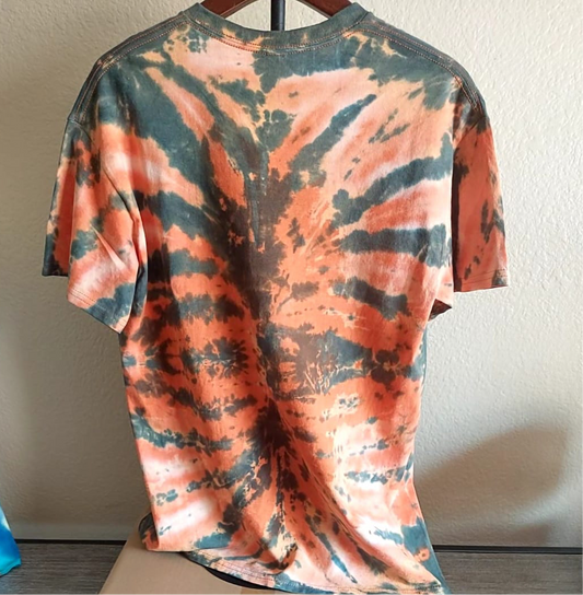 daybreak orange and green tie dye shirt fronTback
