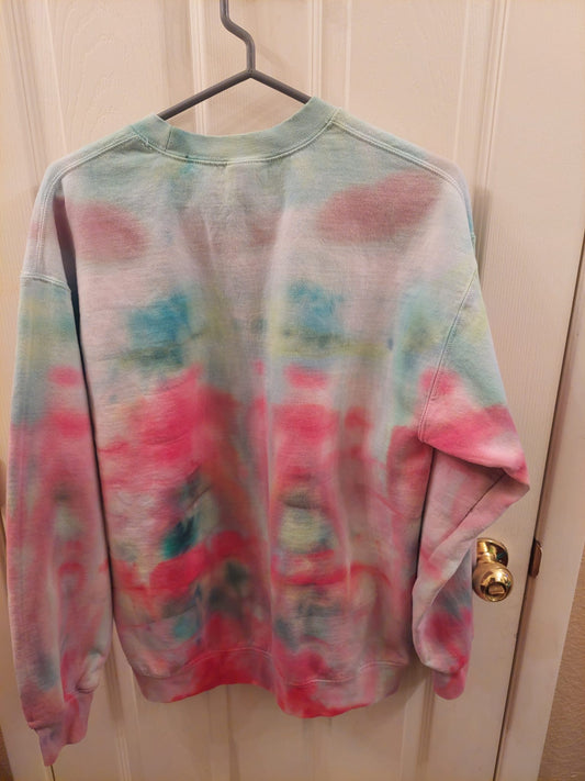 Candy cane lane tie dye sweater back side