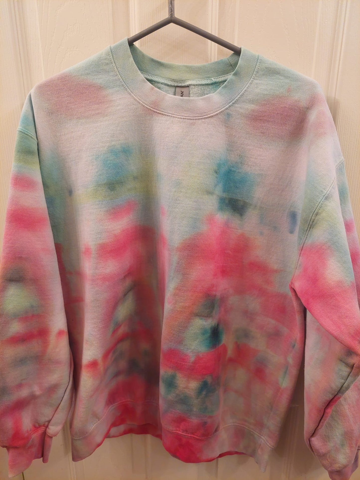 Candy cane lane tie dye sweater front side