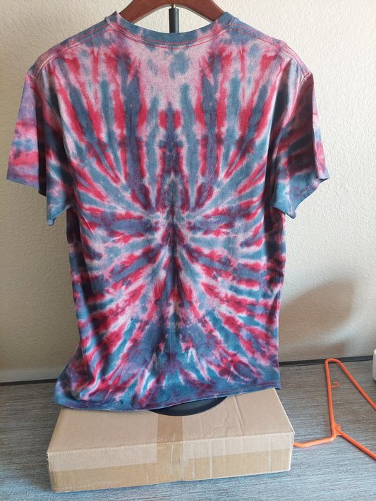 tie dye tshirt blue red style burst back side