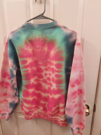 Tie dye sweater Santa betta come thru DTF back of sweater 