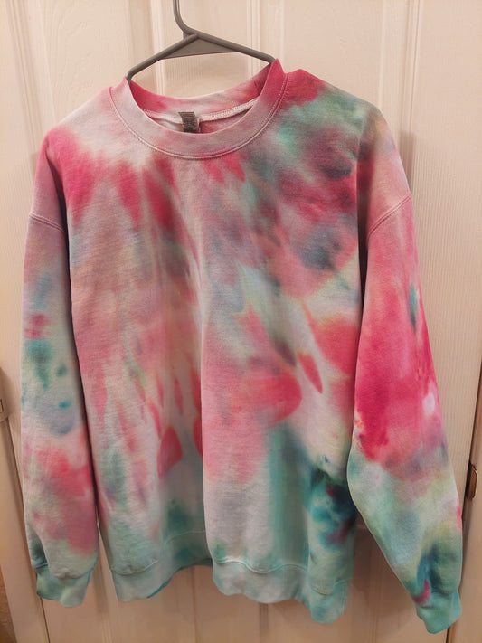 Abstract windows tie dye sweater front side