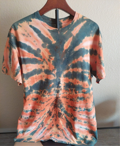 daybreak orange and green tie dye shirt fronT 