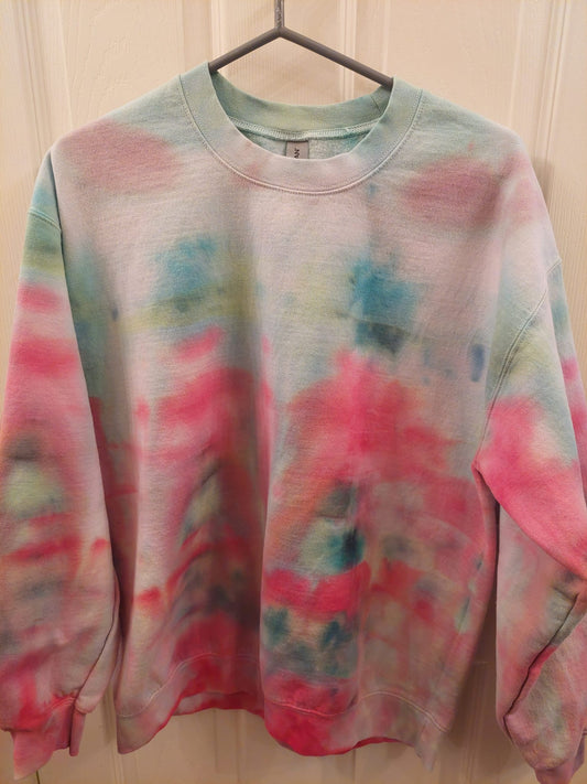 Candy cane lane tie dye sweater front side 