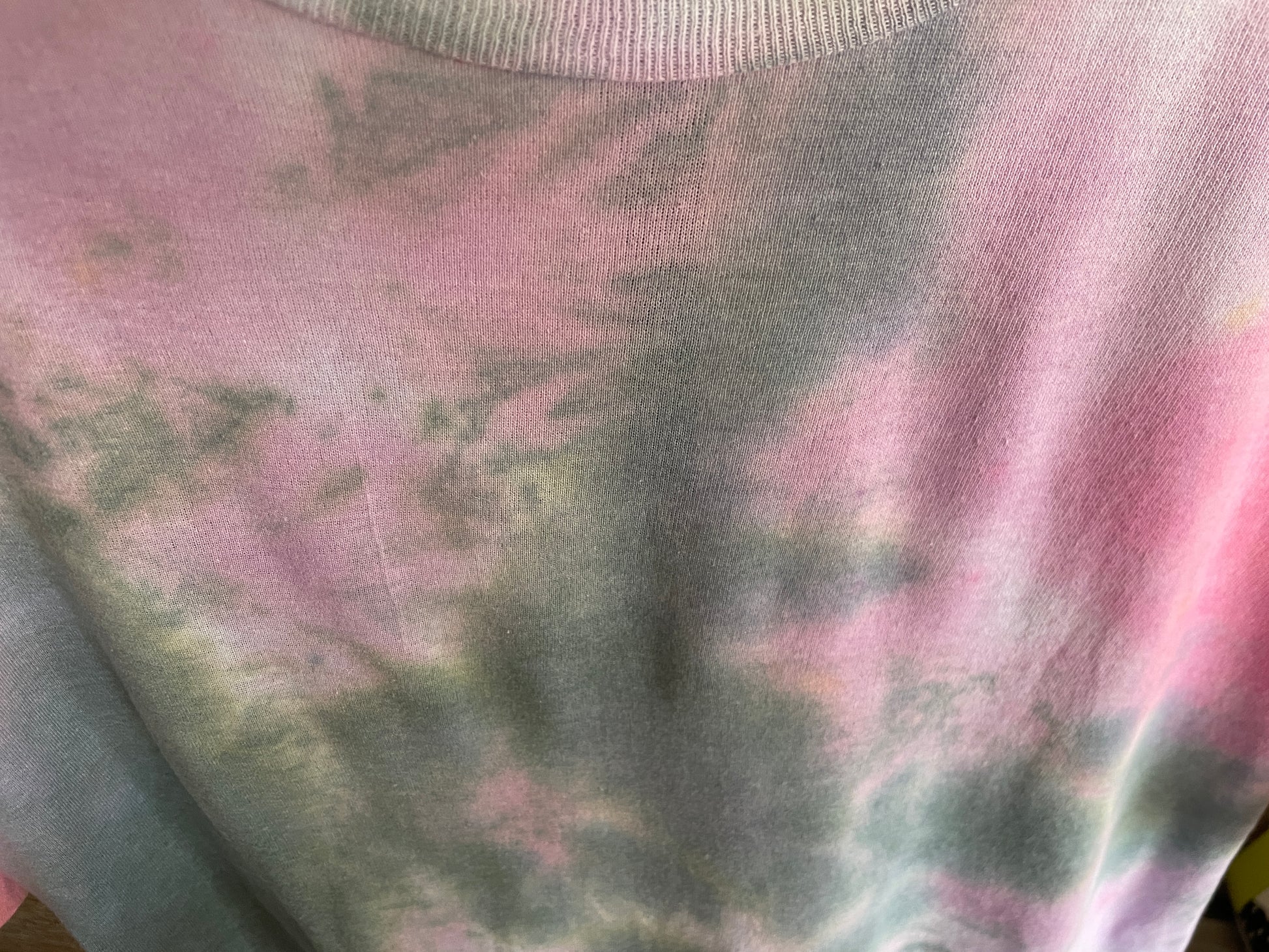 pink aurora shirt up close 